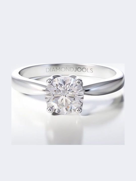 Diamond Jools ENG072 Μονόπετρο από Λευκόχρυσο 18Κ με Διαμάντι