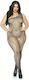 Leg Avenue Asymmetrical Crystallized Bodystocking Plus Size Ολόσωμο Καλσόν Διχτυωτό Black