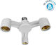 GloboStar 78976 Socket Extension for Socket E27 in White color Set 1pcs from 1xE27 to 3xE27 78976