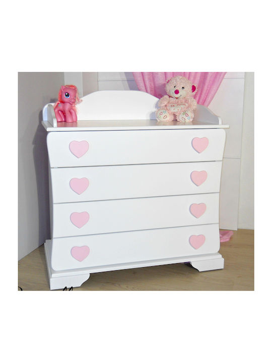 Rossella Baby Dresser with 4 Drawers White 99x50x100cm