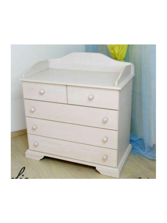 Aelia Baby Dresser with 5 Drawers White 99x50x108cm