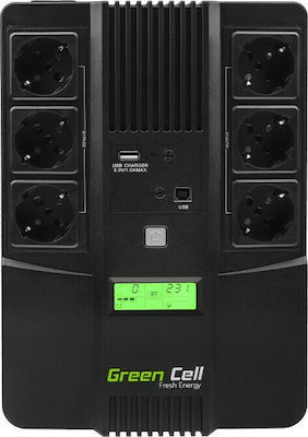 Green Cell UPS Line-Interactive 800VA 480W με 6 Schuko Πρίζες