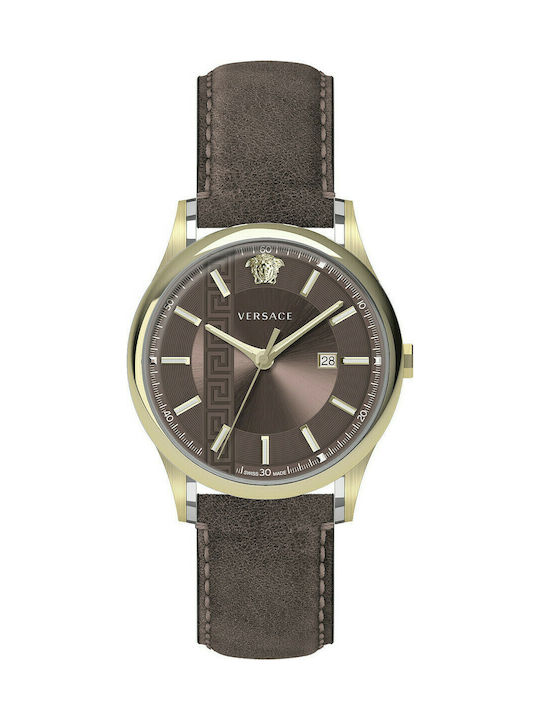 Versace Watch Battery with Brown Leather Strap