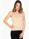 Women's Cotton T-Shirt with Spaghetti Strap Beige