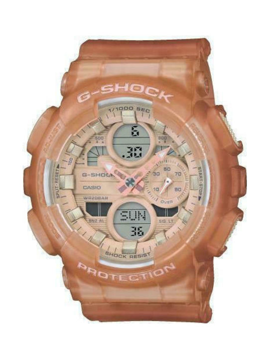 Casio Chronograph Watch with Rubber Strap Pink