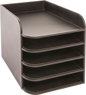 Osco Filing Tray Leather with 5 Shelf Brown