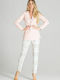 Figl M694 Long Women's Waisted Blazer Pink 141771