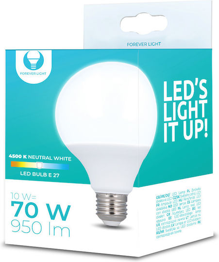 Forever Light Λάμπα LED 10W 138mm για Ντουί E27 και Σχήμα G95 Φυσικό Λευκό 950lm