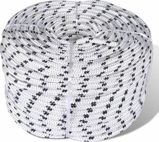 vidaXL Σχοινί Πλεκτό 8mm 50m Πολυεστερικό 2.08kg ΛευκόΛευκό