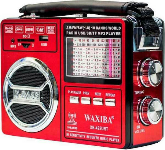 Waxiba XB-422URT Φορητό Ραδιόφωνο Μπαταρίας με USB Κόκκινο