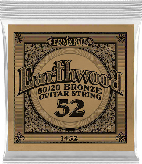 Ernie Ball Earthwood 80/20 Bronze Single Acoustic Guitar String 52 Inches