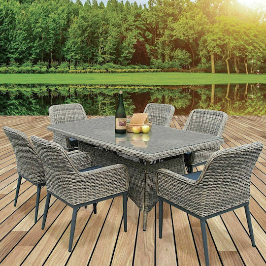 Set De dining pentru exterior Havana cu perne Gri 6buc