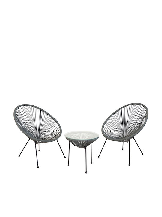 Set Lounge for Small Outdoor Spaces Grey Acapulco 3pcs