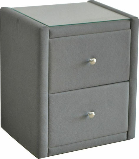 Κομοδίνο Wilton με Υφασμάτινη Επένδυση Γκρι 46x41x57cm