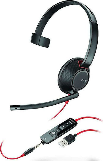 Poly Blackwire C5210 Monaural Over Ear Multimedia Ακουστικά με μικροφωνο και σύνδεση USB-A / 3.5mm Jack