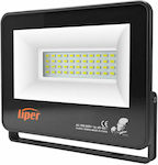 Liper Στεγανός Προβολέας IP66 Ισχύος 10W με Φυσικό Λευκό Φως 220V σε Μαύρο χρώμα LPFL-10BS01