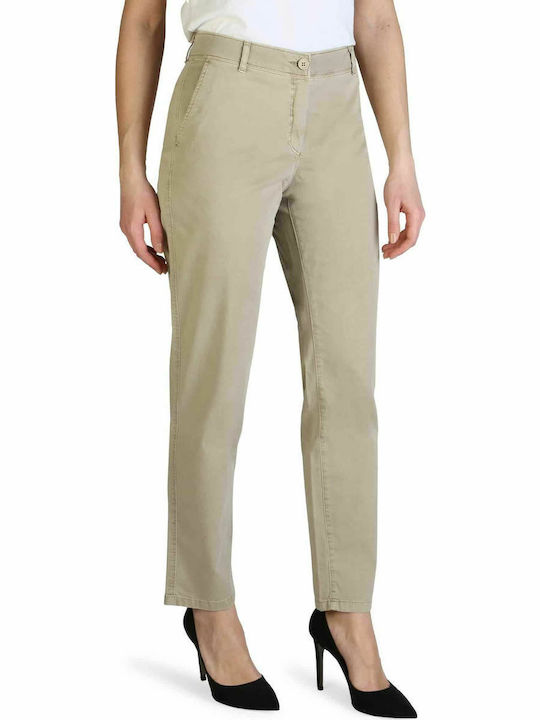 Damen Hochgeschnittenes Stoffhose Beige