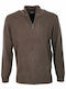 Pre End 21-100409 Men's Long Sleeve Sweater with Zipper Brown 21-100409-6575