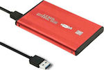 Qoltec Θήκη για Σκληρό Δίσκο 2.5" SATA III με σύνδεση USB 3.0 σε Κόκκινο χρώμα