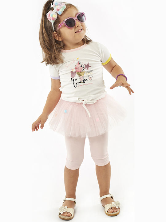 Εβίτα Kids Set with Leggings Summer 2pcs White