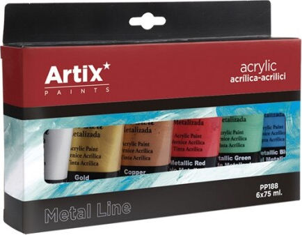 Artix Acrilica Set Metal Line Σετ Ακρυλικά Χρώματα Ζωγραφικής 75ml 6τμχ