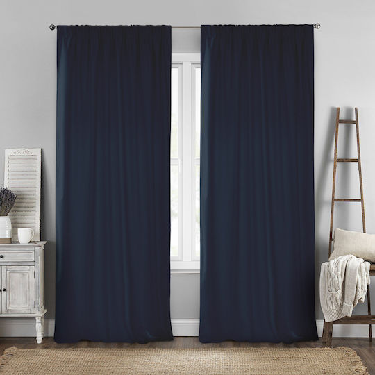Lino Home Перде с Плик с Писалка Renas 206 Тъмносин 300x280см