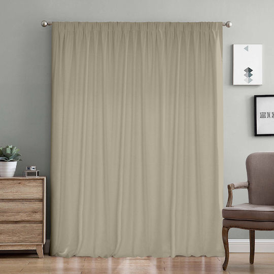 Lino Home Κουρτίνα με Τρέσα Samos Mocca 300x275εκ.
