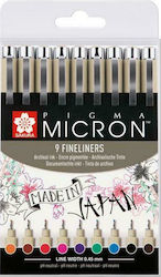 Sakura Pigma Brush Design Markers 0.5mm Multicolour 9pcs