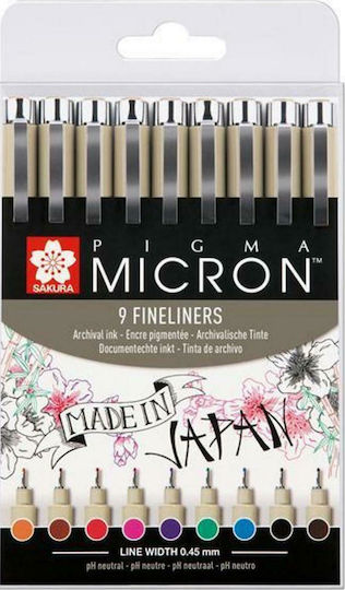 Sakura Pigma Brush Design Markers 0.5mm Multicolour 9pcs