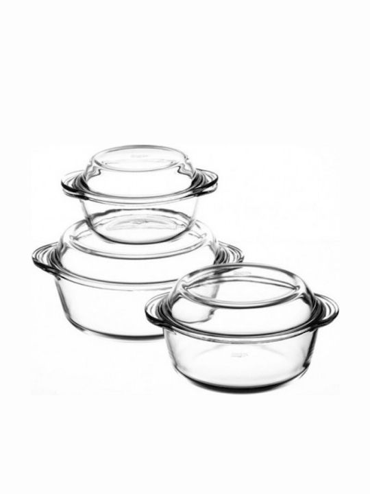 Pasabahce Round Glass Dutch Oven with Glass Lid 3pcs