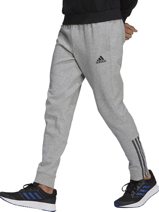 Adidas Essentials Matte Cut 3-stripes Παντελόνι Φόρμας με Λάστιχο Γκρι