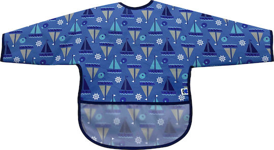 Kikka Boo Boat Waterproof Coverall Plastic with Hoop & Loop Fastener, Pocket & Sleeves Blue