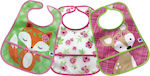 Kikka Boo Fox Flowers Deer Waterproof Bib Plastic with Hoop & Loop Fastener & Pocket Multicolored 3pcs