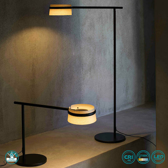 Faro Barcelona Loop Metal Table Lamp LED with Beige Shade and Black Base