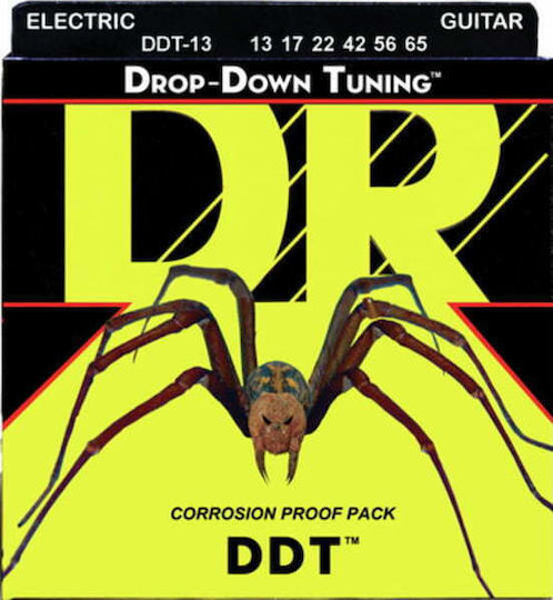 DR Single Nickel Plated Steel Strings 6 Pieces For Electric Guitar Drop Down Tuning Mega Heavy DDT-13