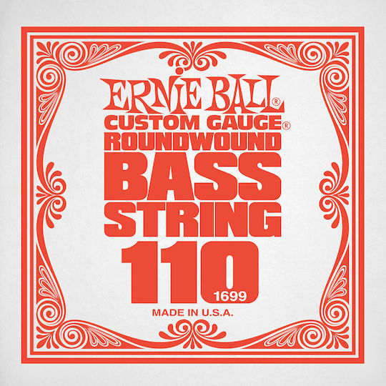 Ernie Ball Custom Gauge Nickel Wound Electric Басова Единична Струна Стомана С Никелово Покритие Басова 11"
