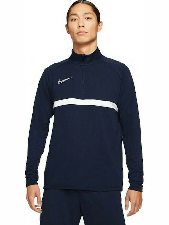 Nike Academy Soccer Drill Ανδρική Μπλούζα Dri-Fit με Φερμουάρ Μακρυμάνικη Navy Μπλε