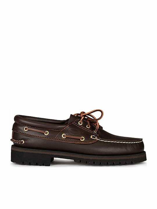 Tractor Men's Leather Boat Shoes Brown