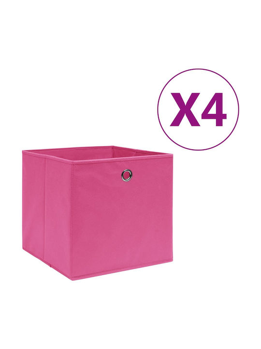 vidaXL Fabric Storage Box Pink 28x28x28cm 4 Pieces