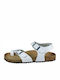 Geox Brionia Leder Damen Flache Sandalen Anatomisch in Weiß Farbe