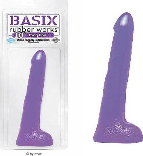 Pipedream Basix Rubber Works Long Boy Ρεαλιστικό Dildo με Όρχεις και Βεντούζα Purple 25cm