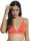 Blu4u Padded Triangle Bikini Top with Adjustable Straps Orange