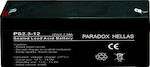 Paradox PS 2.3-12 Sicherheitssystemzubehör Blei-Säure-Batterie, versiegelter Typ mit einer Kapazität von 2,3A