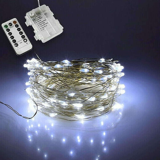 100 Lights LED 10m. Cold White Battery in String 1pcs