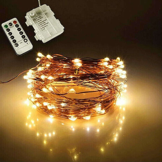 100 Lichterketten LED 10m. Warmes Weiß Batterie in Zeichenfolge 1Stück