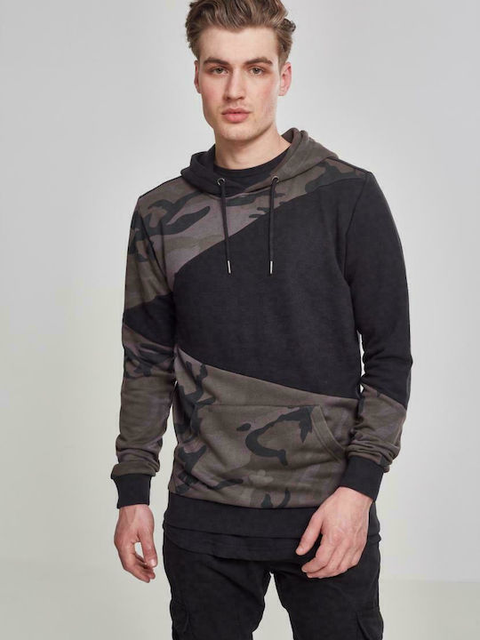 Urban Classics TB2388 Herren Sweatshirt mit Kapuze und Taschen Dark Camo