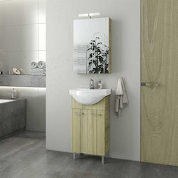 Drop Ritmo 45 Bench with Washbasin & Mirror with Light Melamine L41.5xW24xH80cm Natural Oak