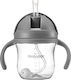 Mininor Baby Cup with Handles and Straw made of Plastic Gray 220ml for 6m+m+