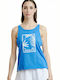 BodyTalk 1211-908121 Women's Athletic Cotton Blouse Sleeveless Blue