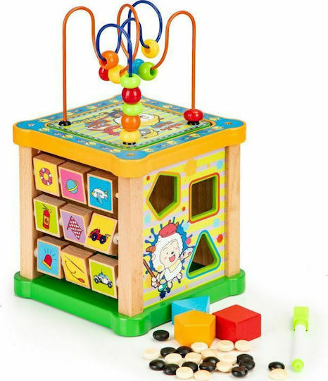 Ecotoys Shape Sorting Toy Educational Wooden Children's Cube and Board made of Wood for 36++ Months